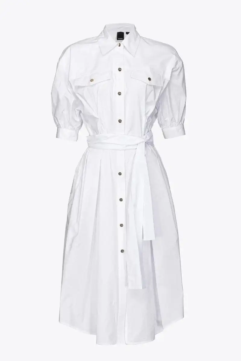 Chemisier in popeline di cotone con fusciacca di Pinko