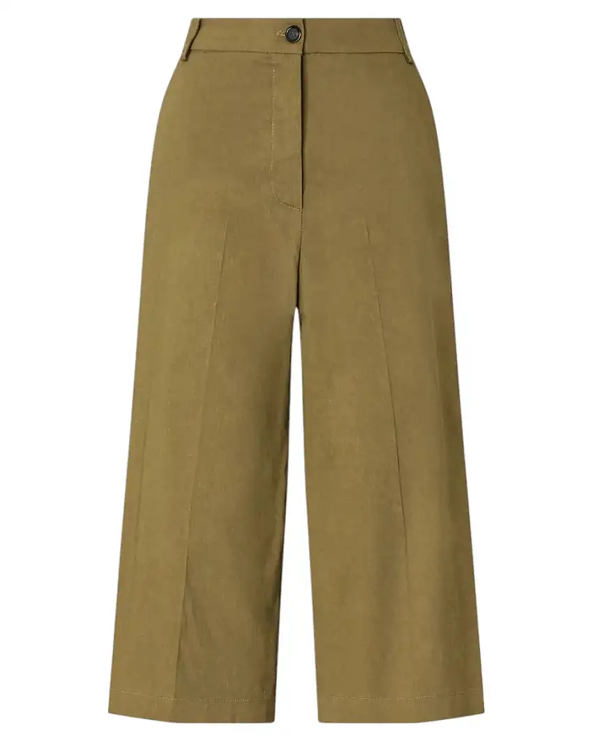 Bermuda ampi in lino stretch a trapezio con chiusura a bottoni