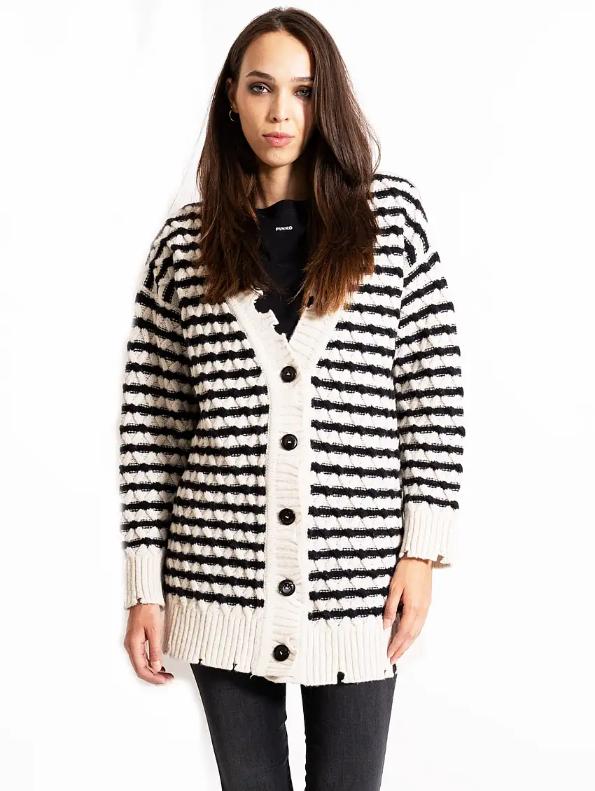Cardigan a Righe Bianco/Nero