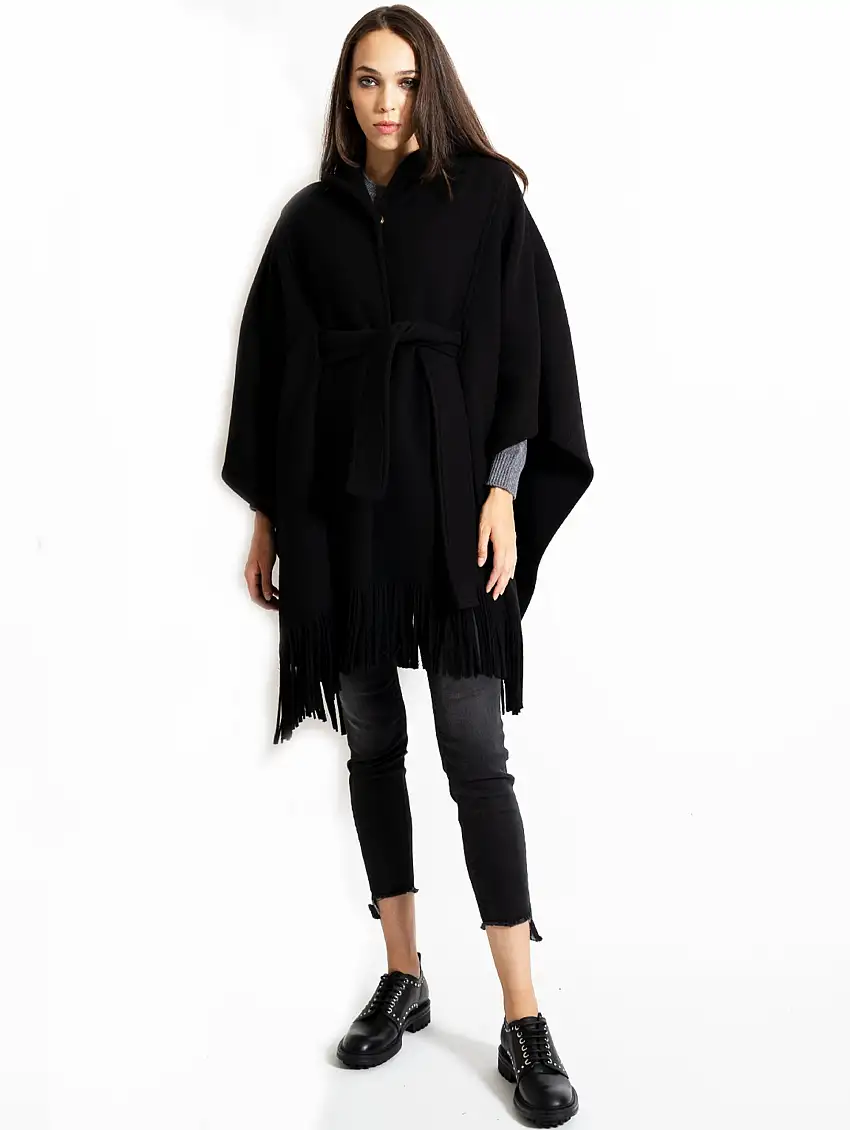 Mantella con Frange Nero