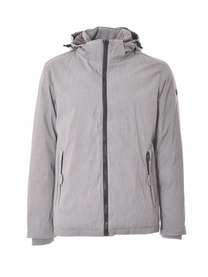 giubbotto grigio chiaro reversibile con cappuccio