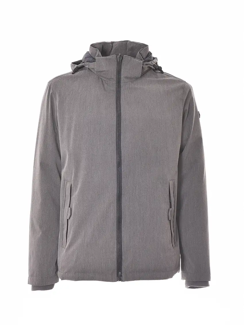 giubbotto grigio scuro reversibile con cappuccio