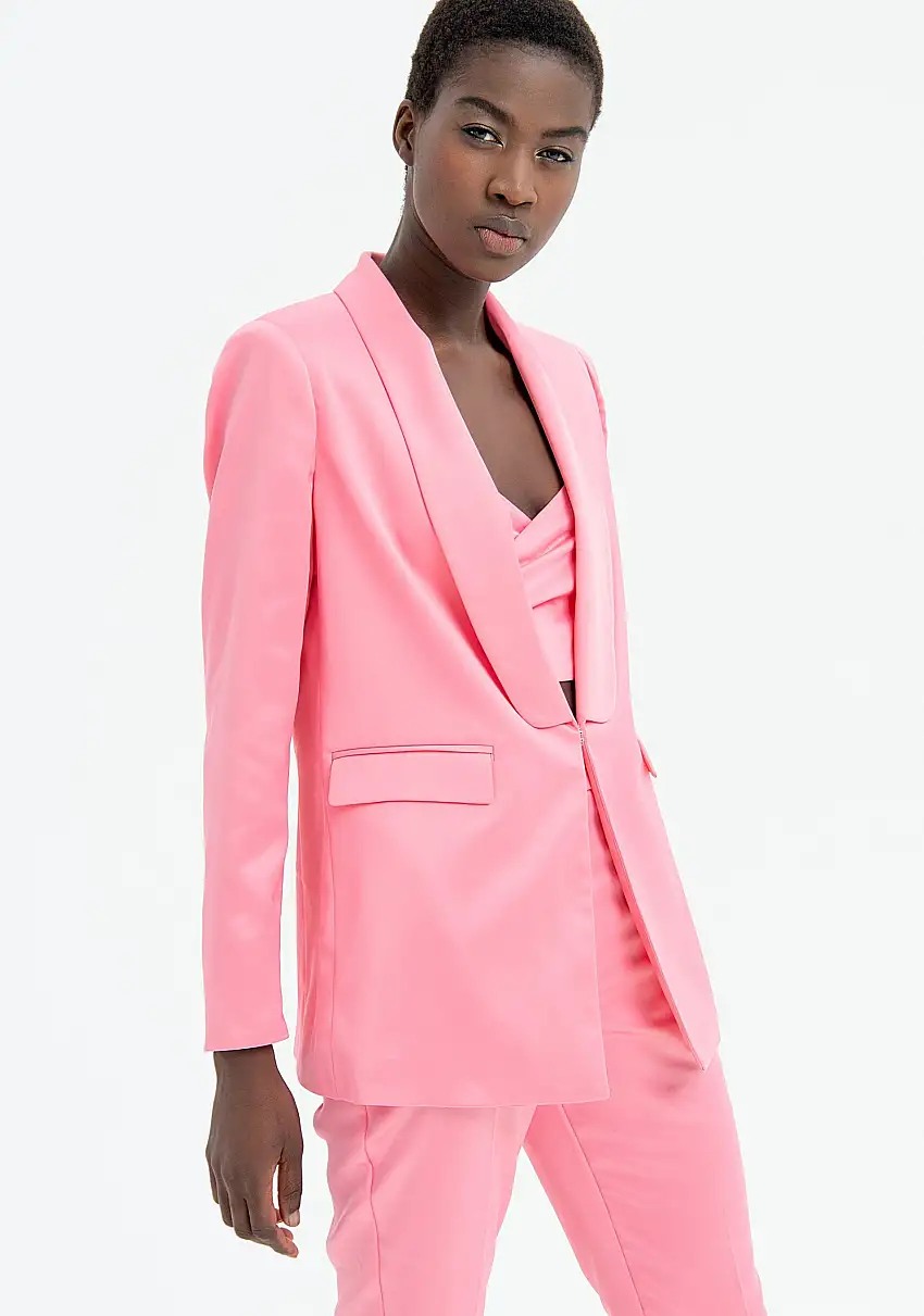 Blazer slim monopetto in raso