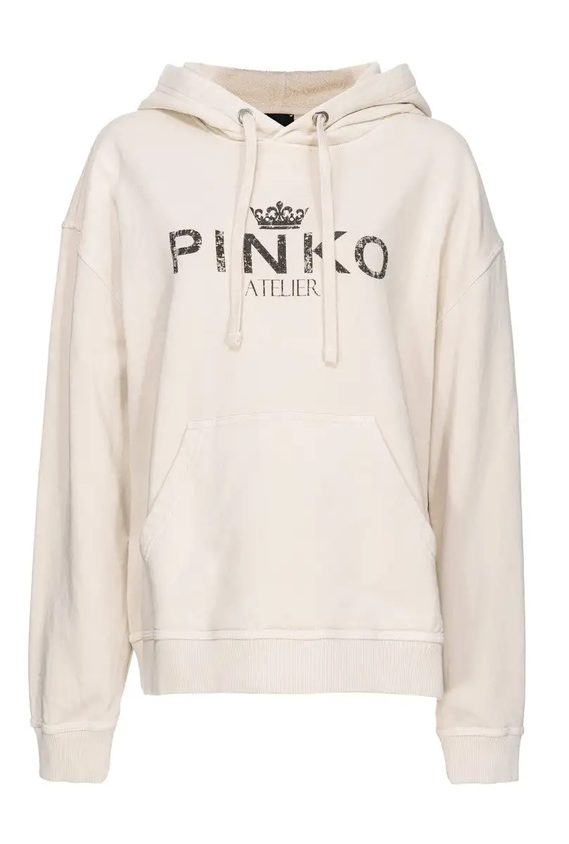 Felpa con Cappuccio in Cotone con Stampa PINKO Atelier