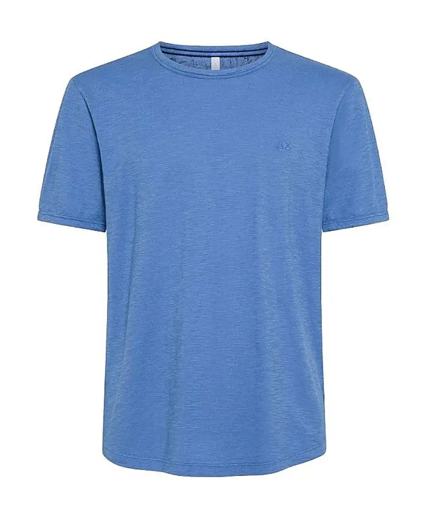 Sun68 Rounded Cotton T-shirt T35118 Air Force Blue