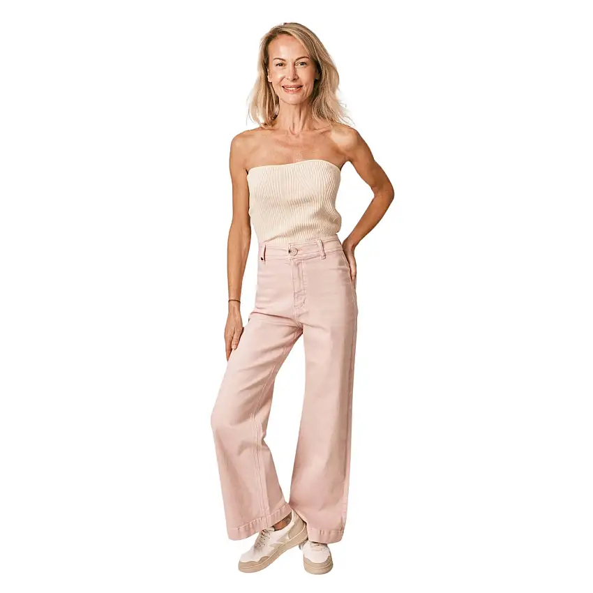 Jeans a vita alta rosa da donna in cotone elasticizzato F.A.M. Paris Fauve [Misura XS]