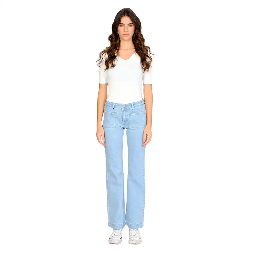 Jeans bootcut donna blu chiaro a vita media in cotone elasticizzato F.A.M. Paris Bella