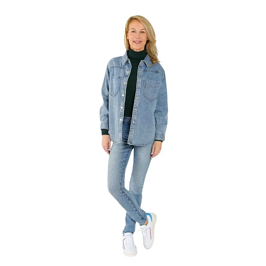 Camicia donna oversize in cotone denim blu F.A.M. Paris Sofia