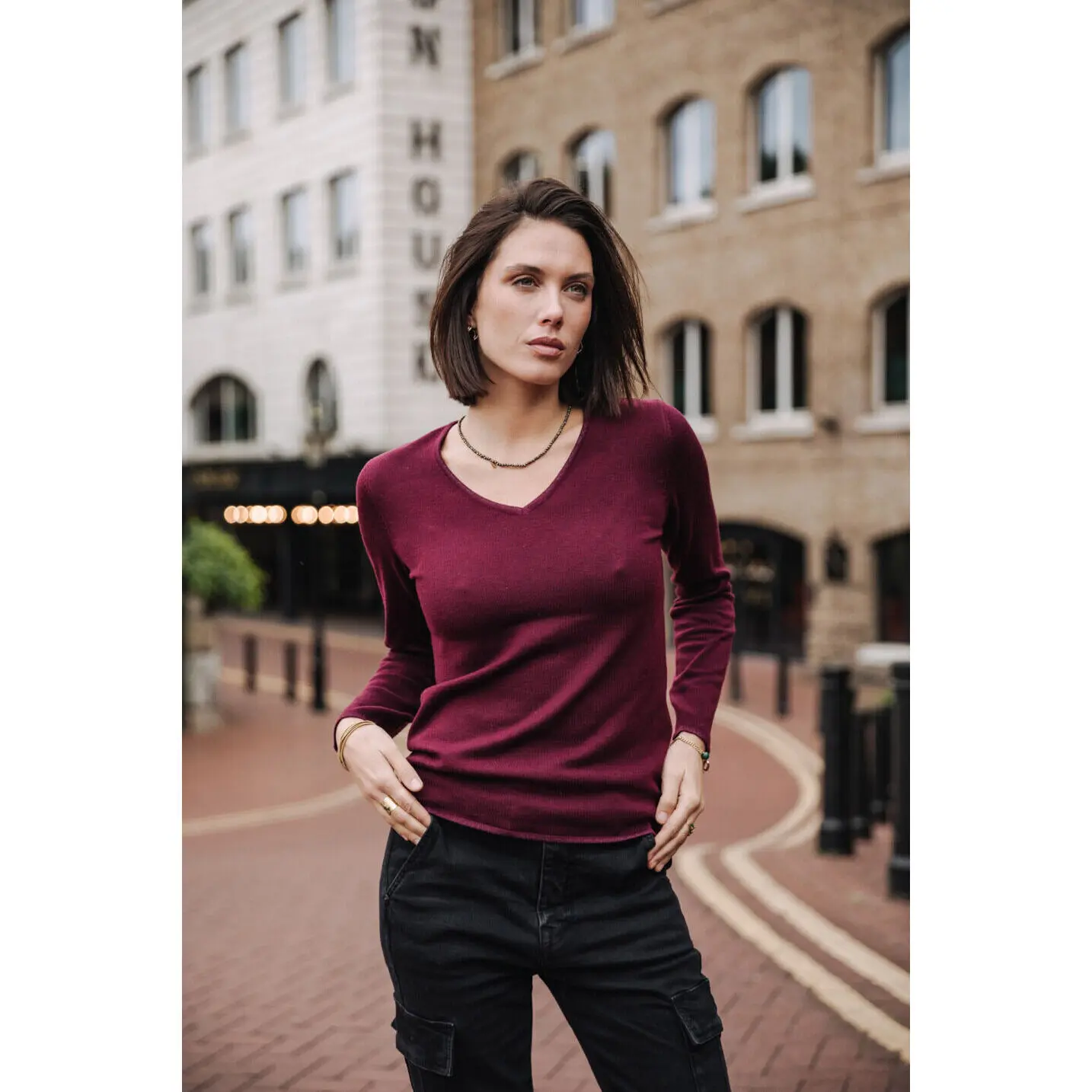 Felpa donna con scollo a V Freeman T Porter Lorelia