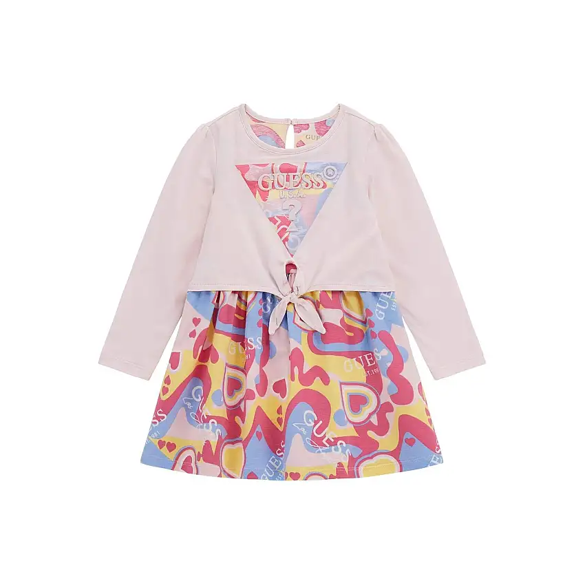 Vestito in jersey elasticizzato a maniche lunghe per bambina Guess