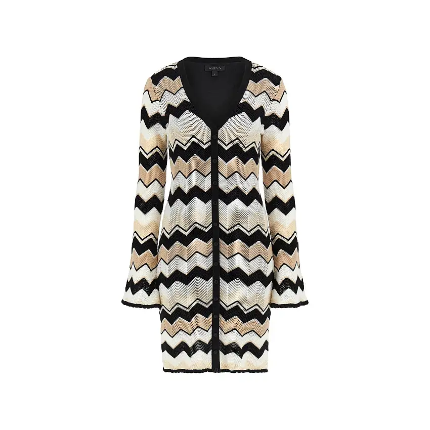 Abito a righe a zigzag con maniche lunghe da donna Guess Jenna