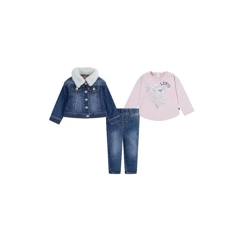 Completo giacca e maglietta a maniche lunghe per bambina Levi's (x3)