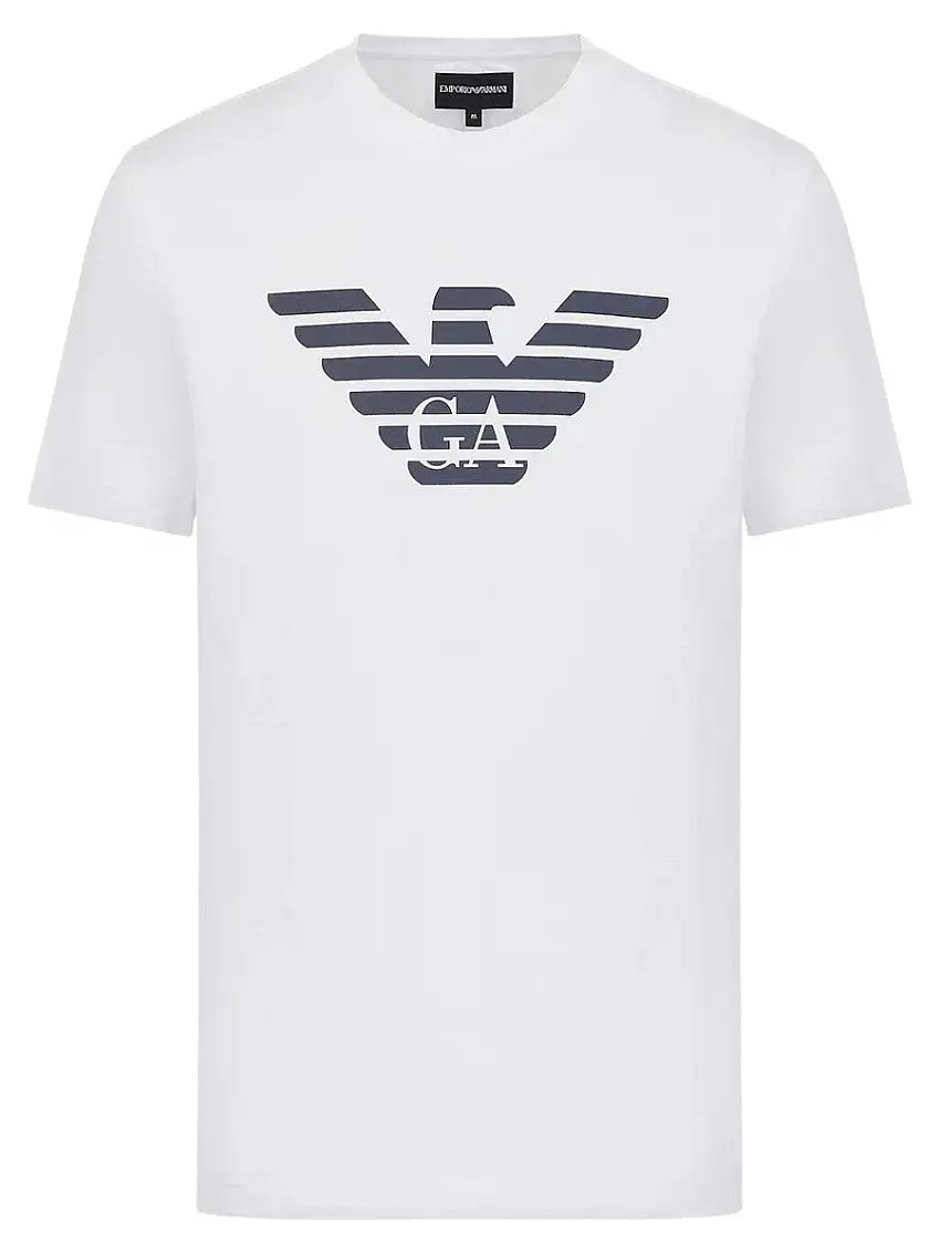 T-shirt in jersey Pima con stampa logo di Emporio